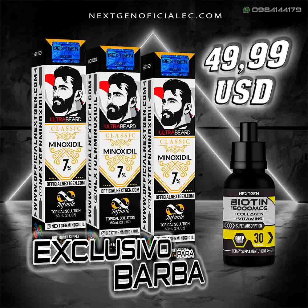 Pack de 3 Meses de Classic 7% Minoxidil - ¡Para una barba robusta ...